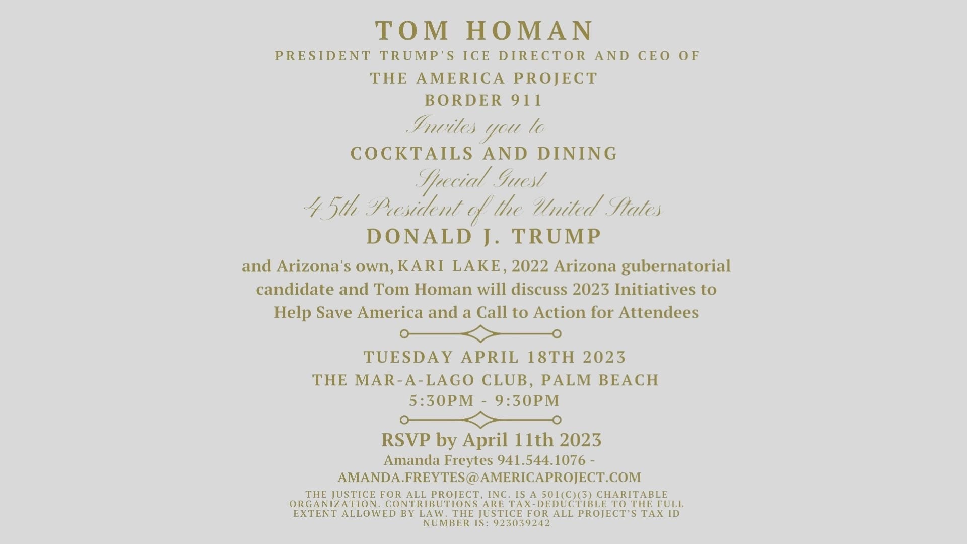 Tom Homan Mar-a-Lago Invite (April 18th, 2023)