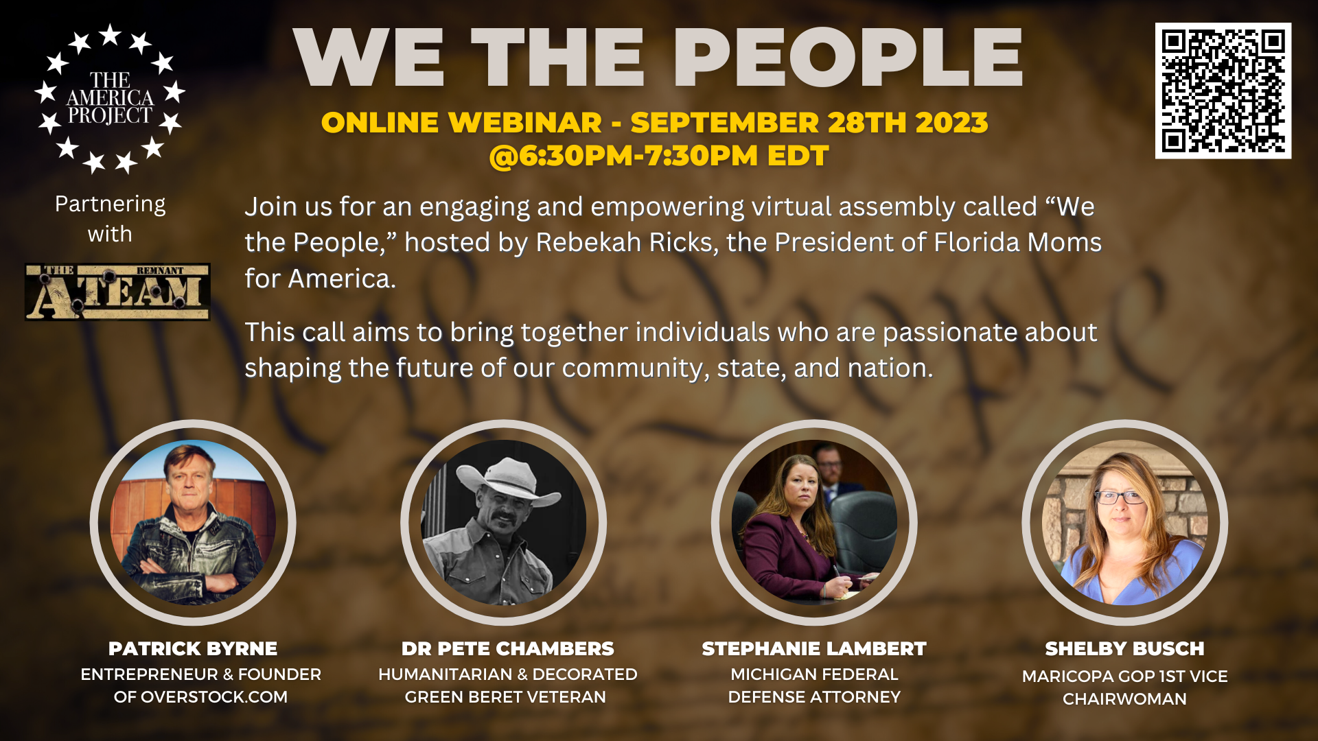 We The People Zoom Call w/ Special Guests 6:30pm-7:30pm EDT